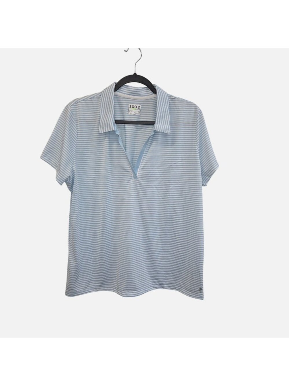 IZOD Golf XXL Blue White Striped V-neck collar Short Sleeve Polo 3871